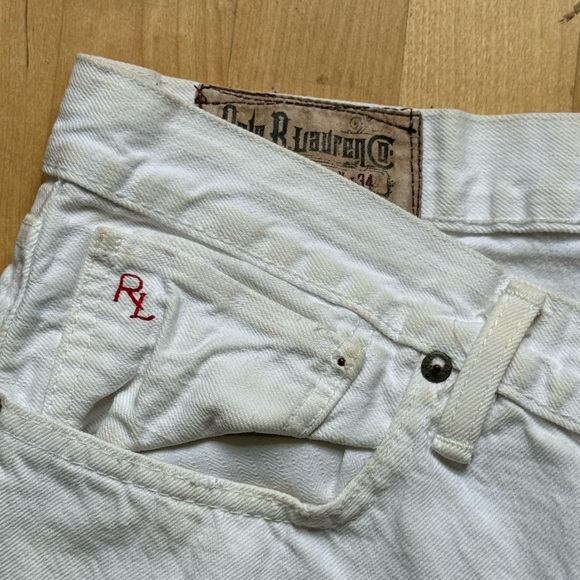 Vintage Polo Ralph Lauren 67 Denim Jeans White #41381 Y2K 36/34 - Picture 5 of 8